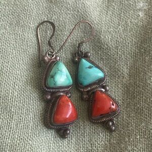 Turquoise sterling silver dangle earrings
